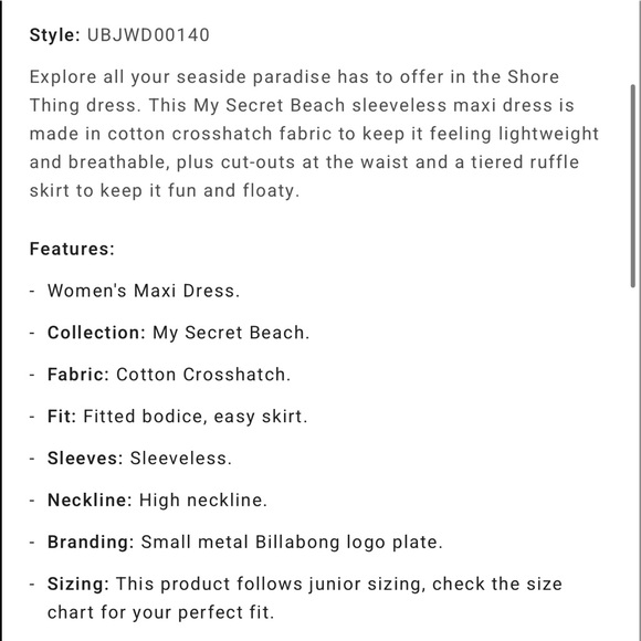 🔥 BILLABONG 🔥 Shore Thing Maxi Dress - Picture 11 of 11